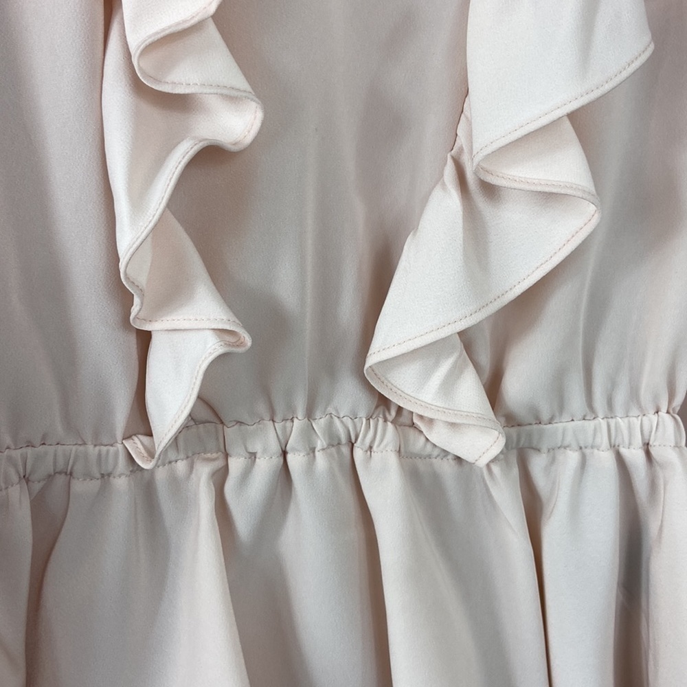 Who What Wear Blush Pink Ruffle Peplum Long Sleeve Silky Top XS - Picture 5 of 8